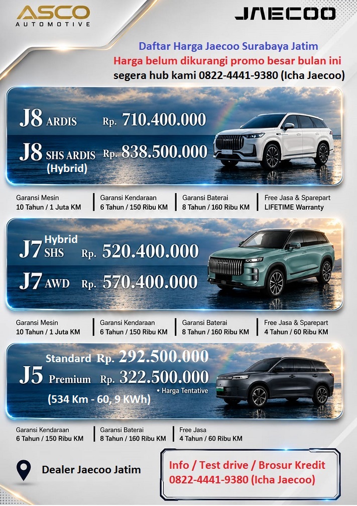 harga mobil Jaecoo Surabaya